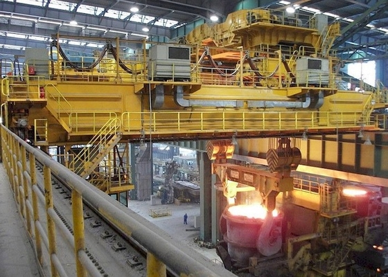 製鉄所のひしゃくの冶金の二重ガードの頭上式橋クレーンEOTクレーン75ton